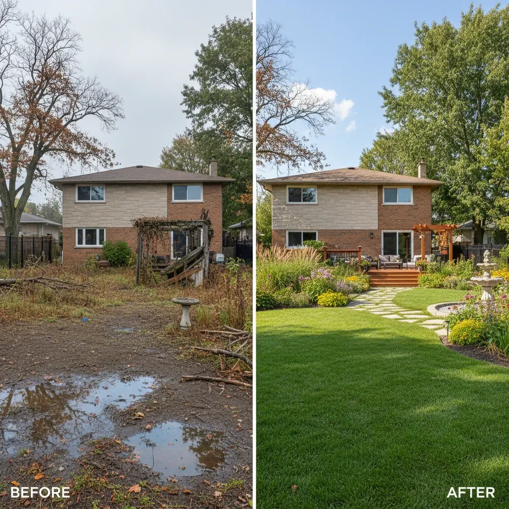 Signature Landscaping Oshawa Landscaping transformation - before and after in Oshawa